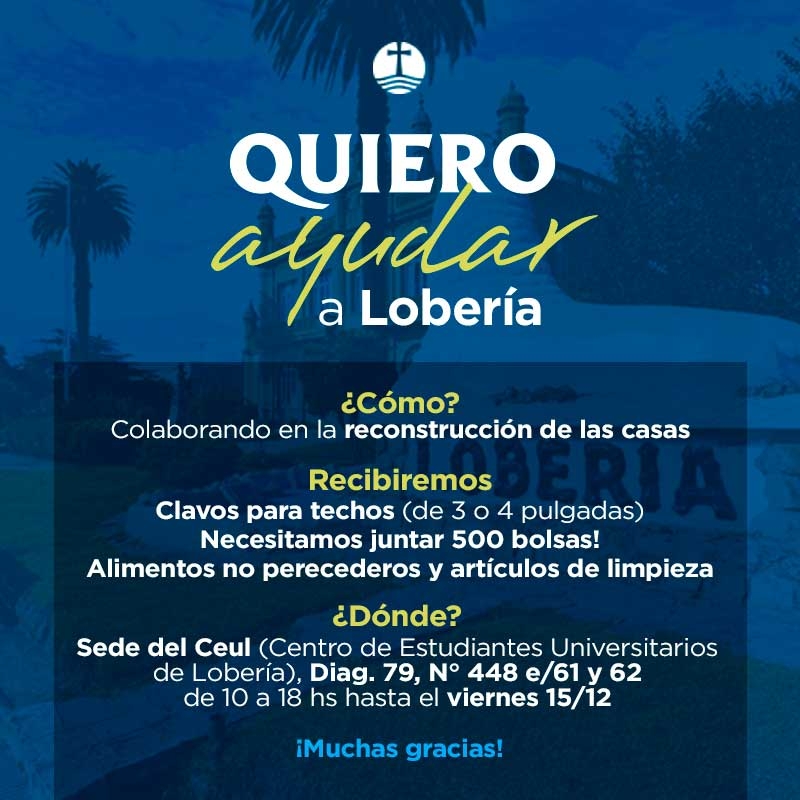 La Ucalp a través del programa Quiero Ayudar colaborará con la ciudad de Lobería donde el viernes pasado un tornado destruyo 250 casas.